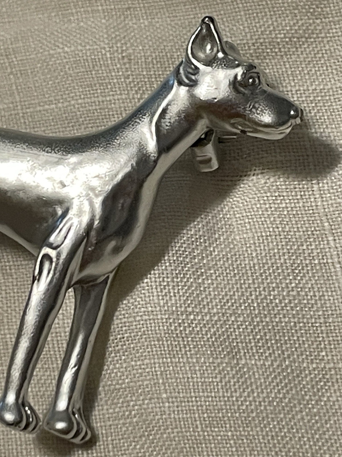 Vintage Signed Gerry’s Silver Tone Doberman Pinscher Dog Brooch Pin Figural