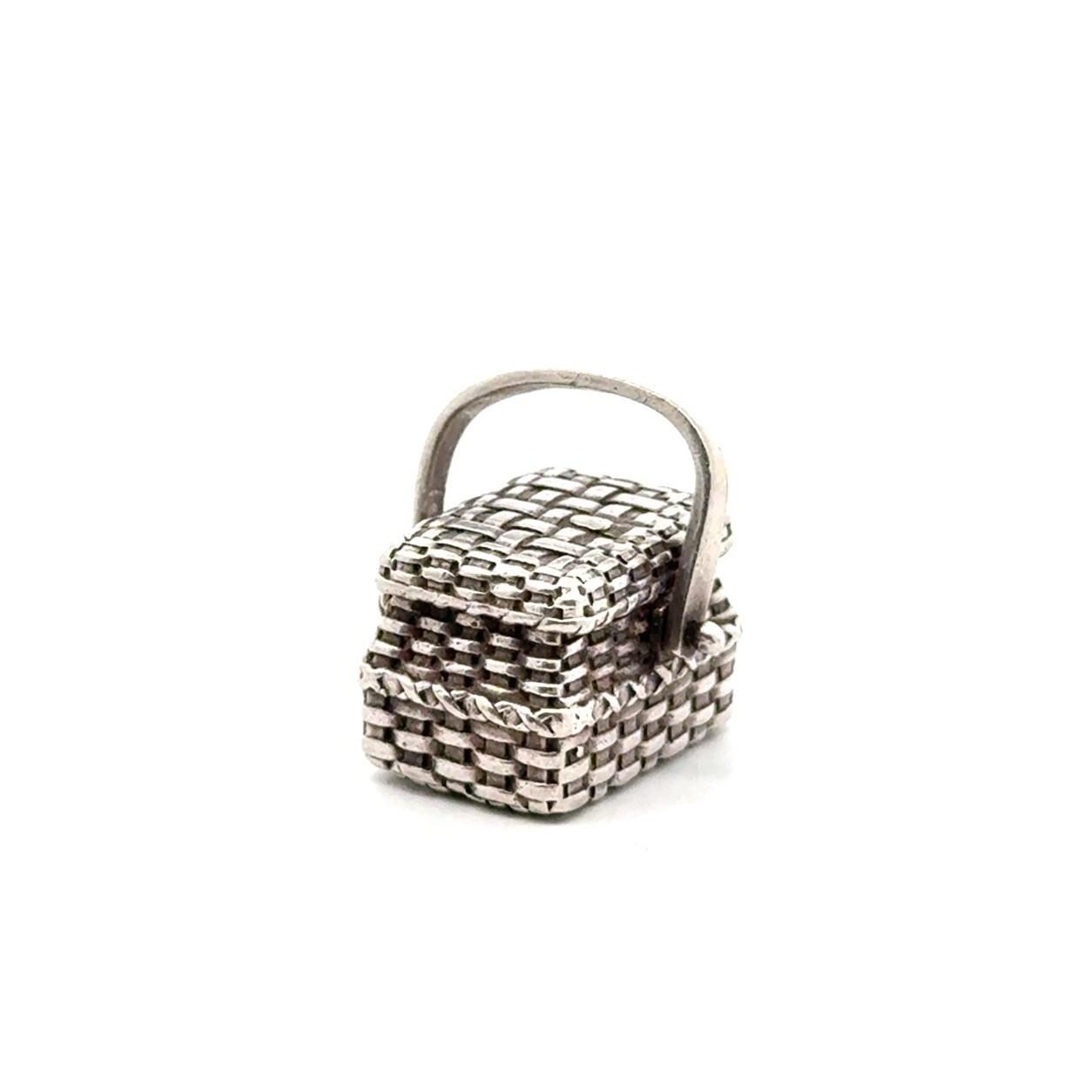 Vintage Brown County Baskets .925 Sterling Silver Picnic Basket, Hinged, 15.6g