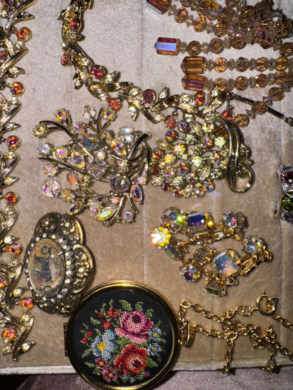 Rhinestone Vintage Jewelry Brooch Lockets Crystal Coro Juliana Weiss Robert Hobe