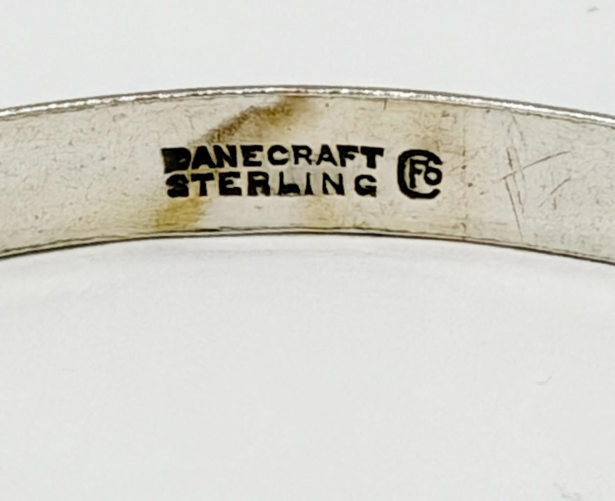 Vintage Sterling Silver Danecraft Felch Leafy Floral Bangle Bracelet