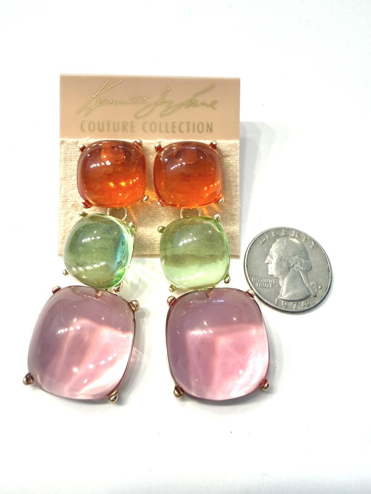 KJL Gripoix Resin Cabochon Gold Plated Collar Necklace & Earrings KENNETH © LANE