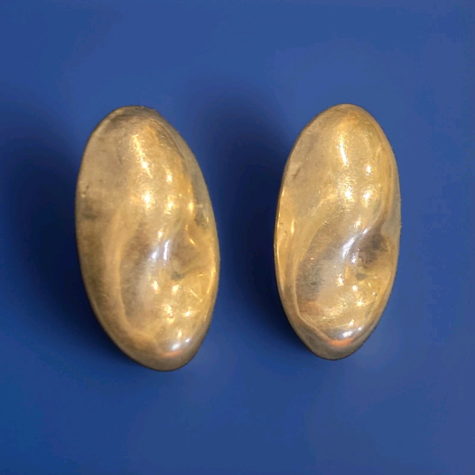 Vintage Mexican Tiger’s Eye Cabochon Clip On Earrings 925 Sterling Silver TL-26