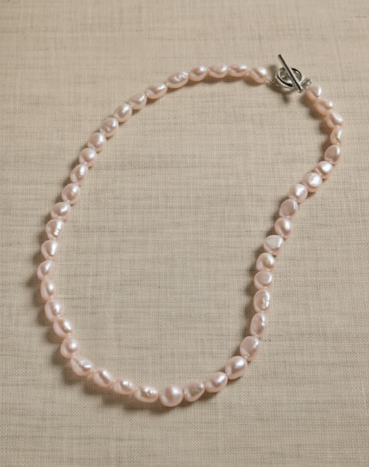 Freshwater Pink Pearl Necklace Sterling Silver, 16″ Banana Republic Overstock