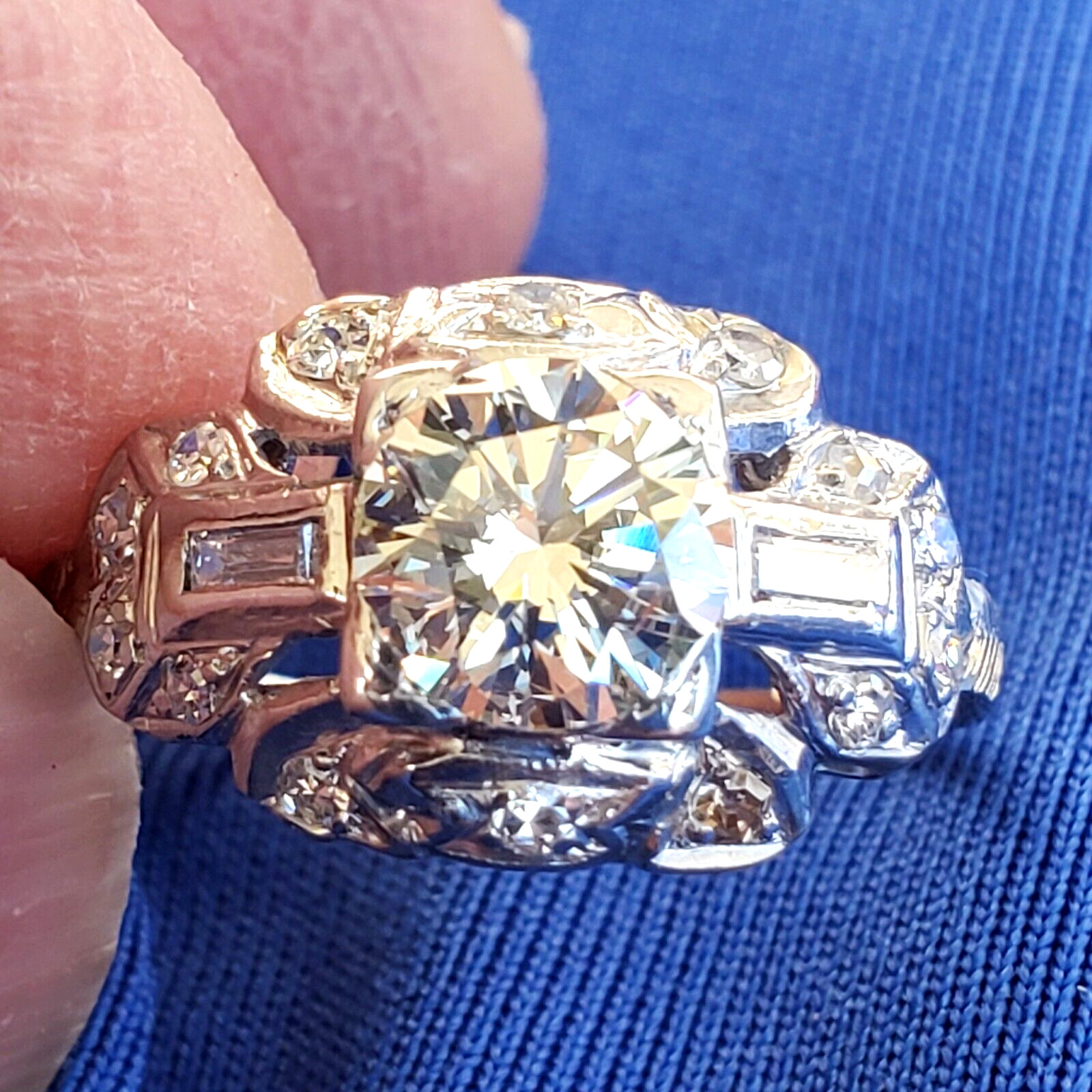 Original EARTH MINED DIAMOND Art Deco Engagement Ring Vintage PLATINUM Solitaire