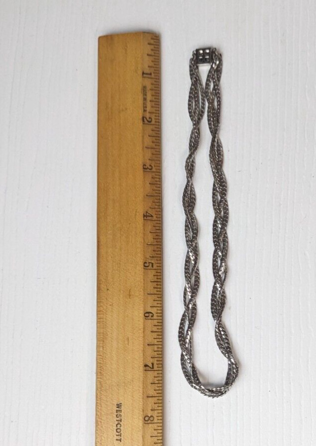 Vintage Jewelry set silvertone braided wheat chain necklace & braclet