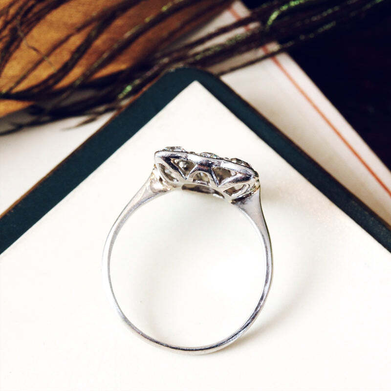 2.30CTW White Round Cut Simulated Diamond Antique Style Art Deco 925 Silver Ring