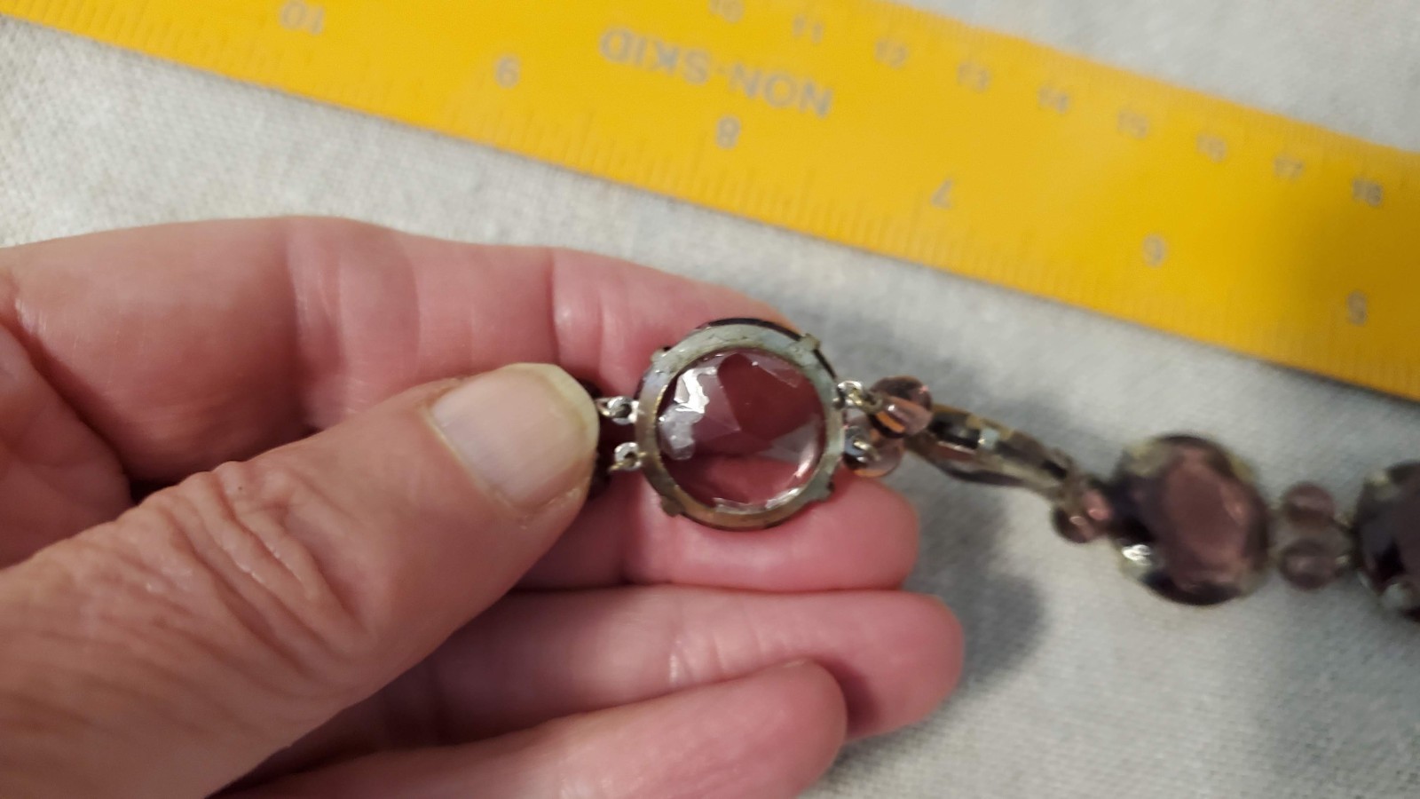 Antique open back bezel amethyst glass bracelet stunning!!!!