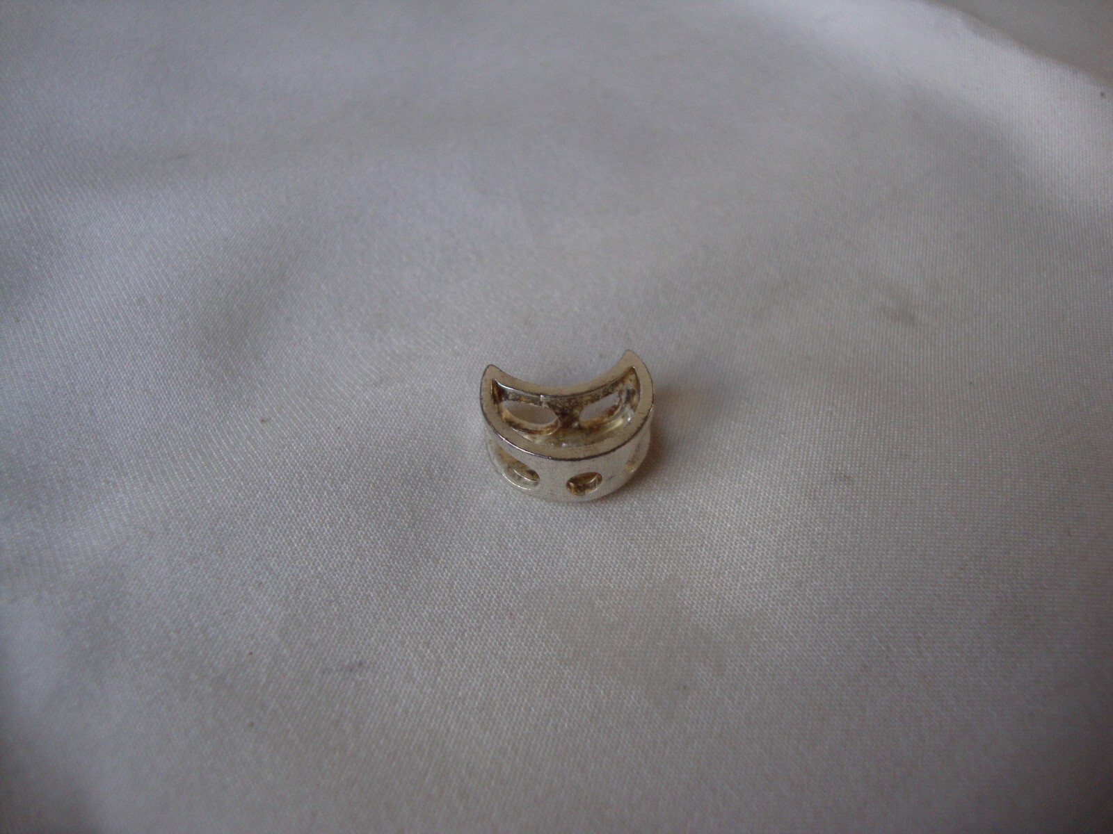 VINTAGE 1980s CHUNKY WHITE TOPAZ CRESCENT MOON STERLING SILVER 925 SLIDE PENDANT