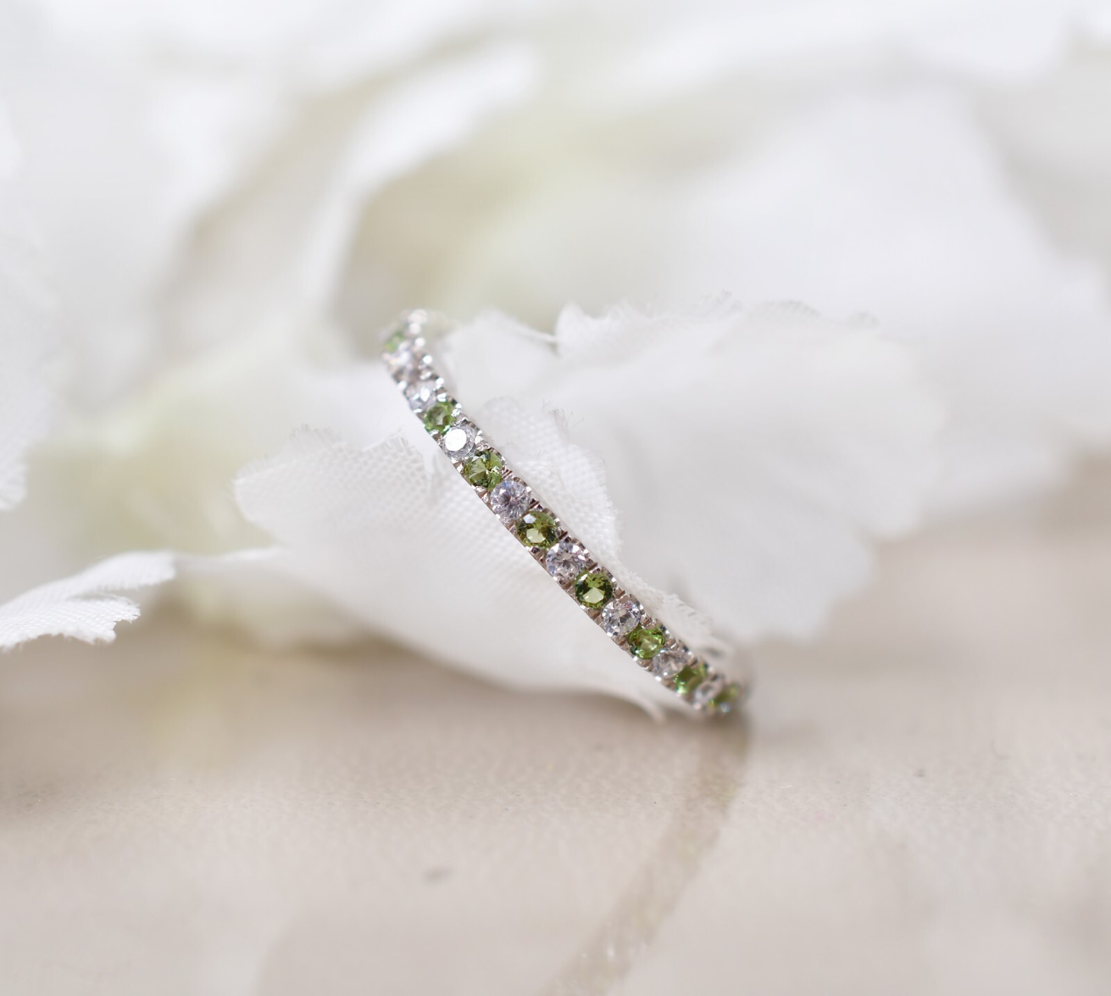 1.8mm wide Peridot Full Eternity Band Minimalist Wadding Band Women Promise Ring