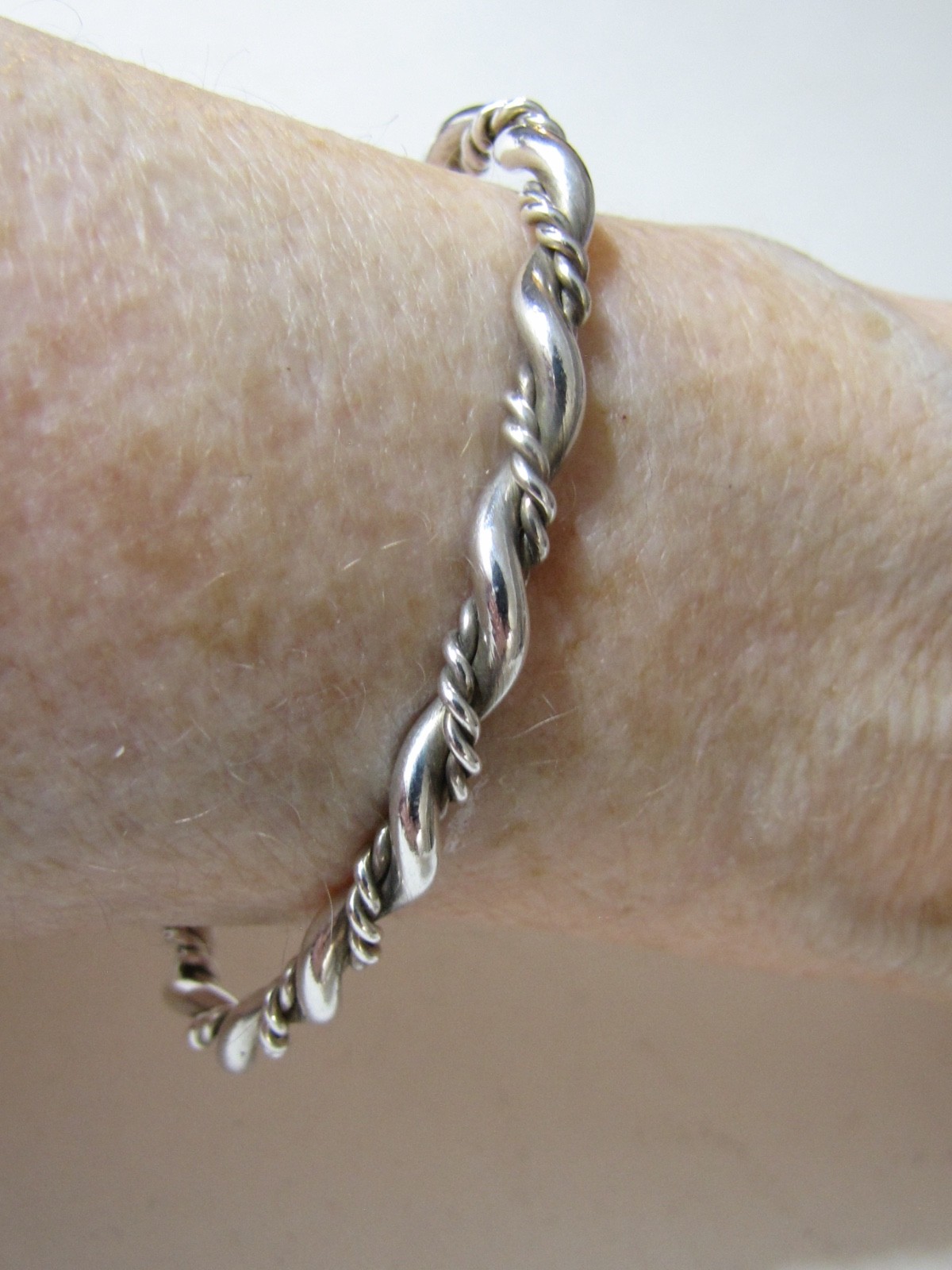 Vintage Sterling Silver Cuff Bracelet Minimalist Southwest Stackable Twist Rope