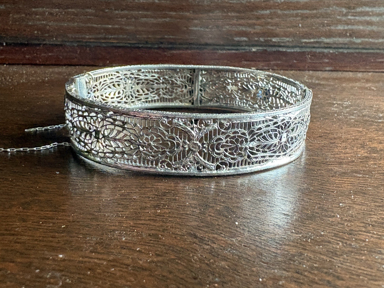 Ostby Barton OB Edwardian Filigree Bracelet Sterling Silver Blue Glass READ!