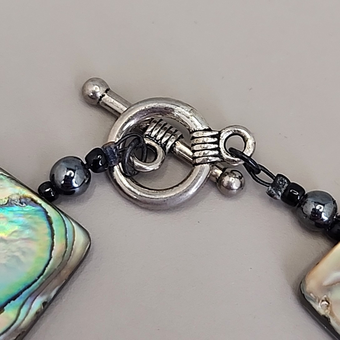 Abalone Bracelet Square Beaded 7.25″