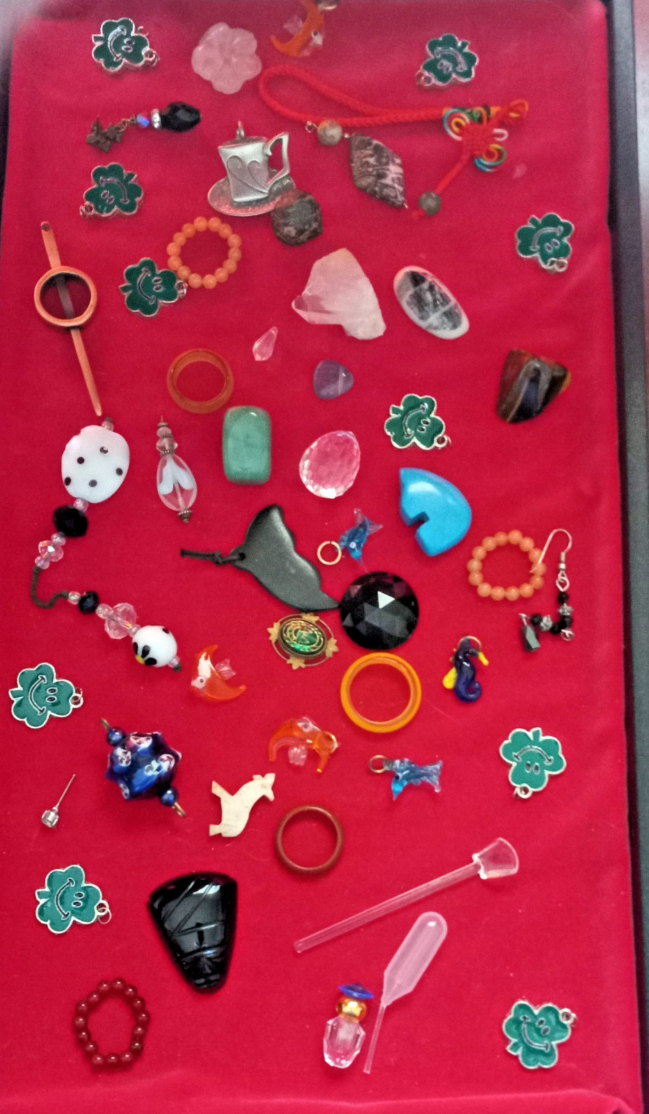 whole bunch jewelry charms pendants gemstones vtg lot crystal perfume bottle #2