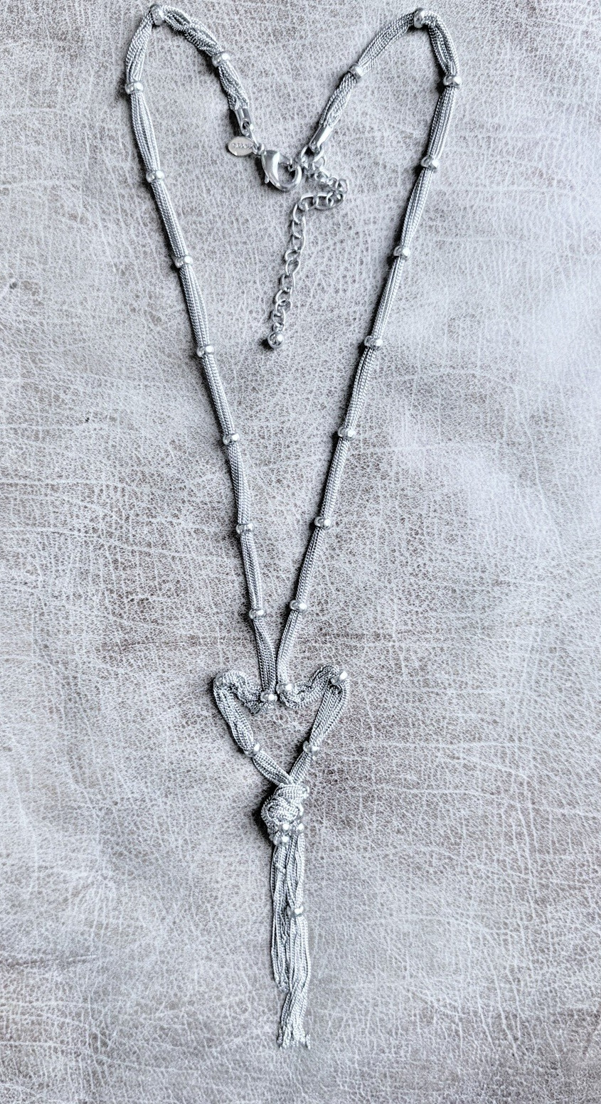 Y2K Vintage Signed Chico’s Y-Drop Necklace Silver Tone Slinky Fidget-Friendly