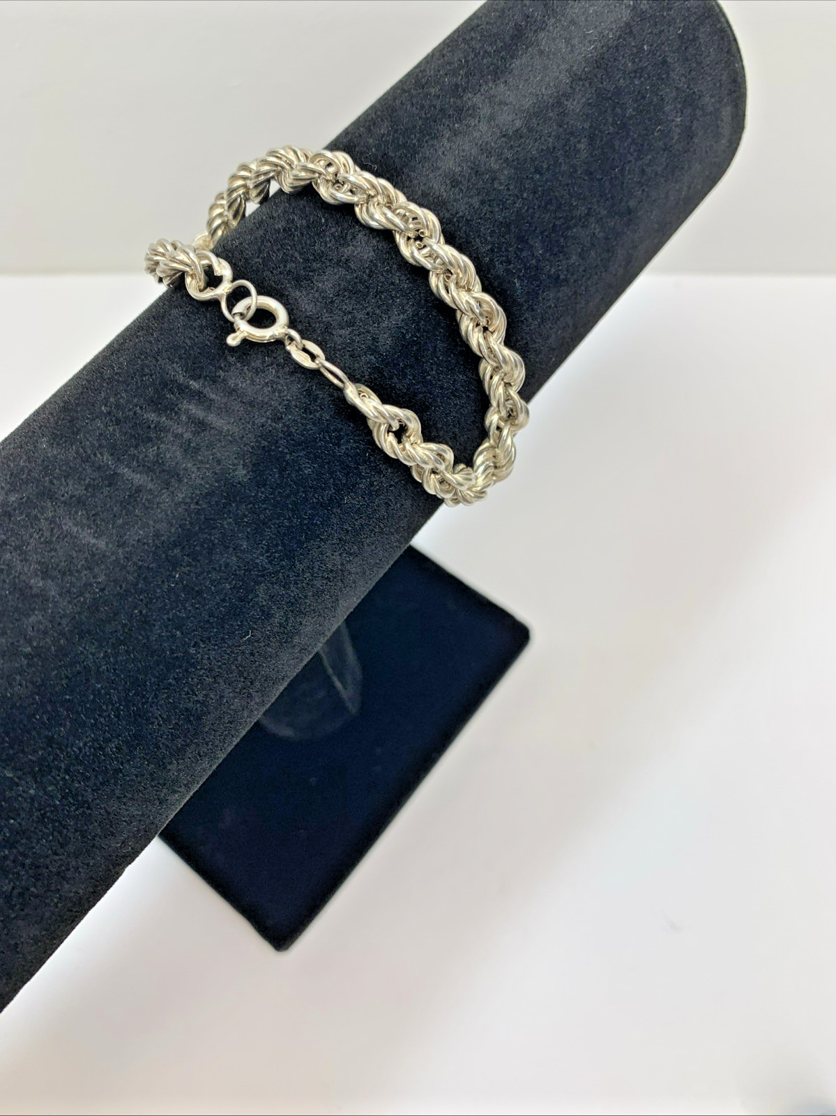 Sterling Silver 925 Italy 6MM Wide Vintage Rope Chain Bracelet 7″ 7.9g