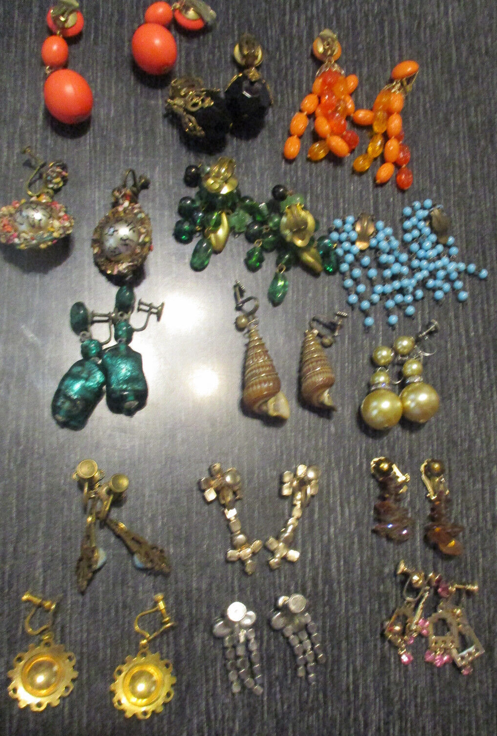 Lot 15 Vtg Estate Assorted Styles Sizes Chandelier Screwback Clip Earrings!46