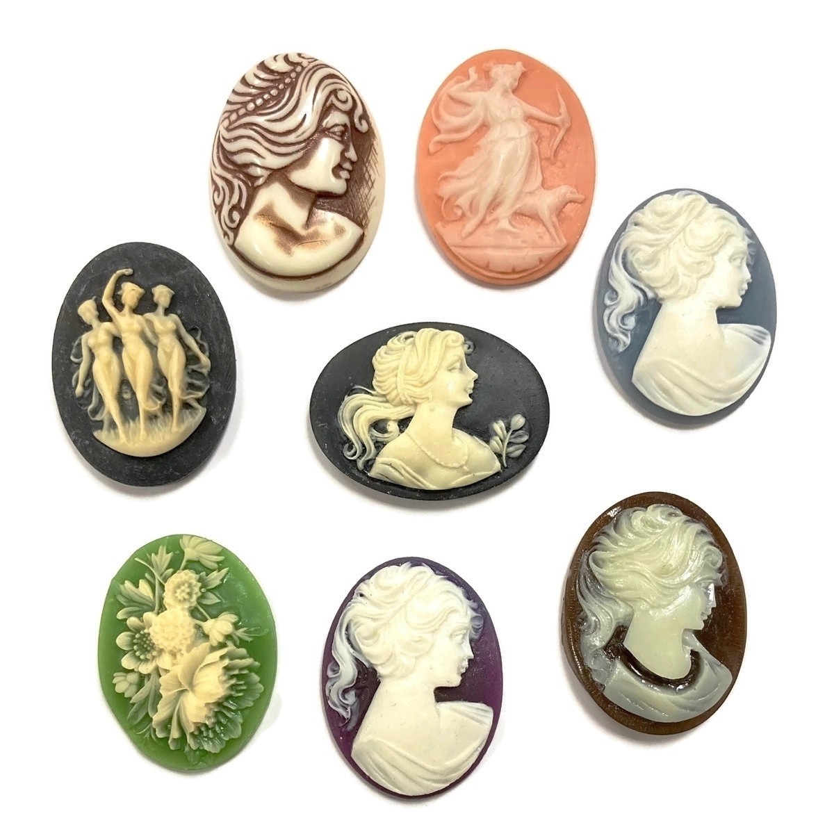 15 Vintage Resin Cameos (West German, Hong Kong, Japan) DIY Jewelry Crafting C82