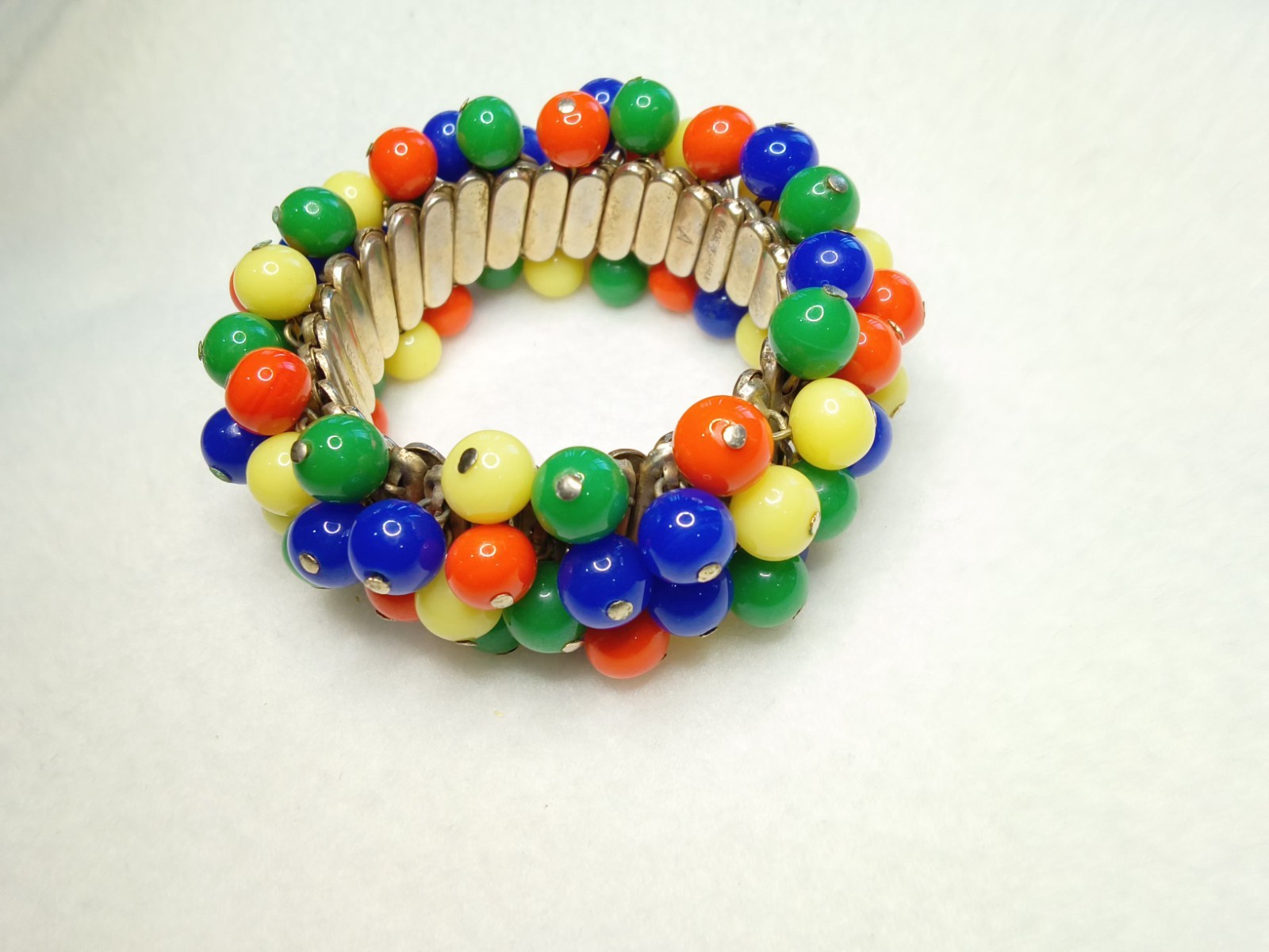 Vintage 1950’s Cha Cha Expansion Bracelet, Glass Multi Colored Beads