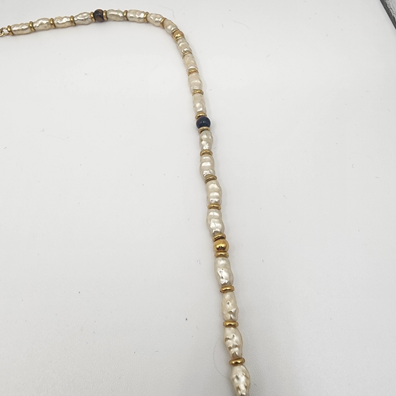 Vintage Signed Napier Women’s Necklace Gold Tone With Beads 30″