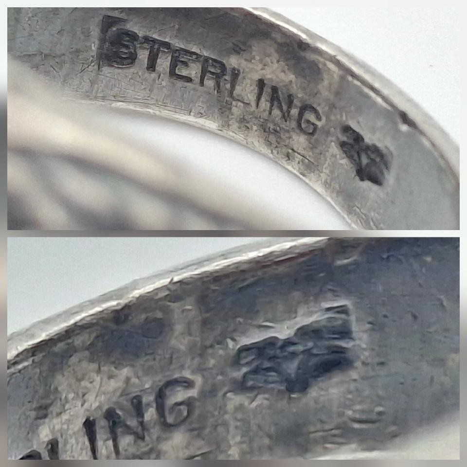 Vintage 925 Sterling Silver US Army Seal Red Intaglio Glass Signet Ring Size 7.5