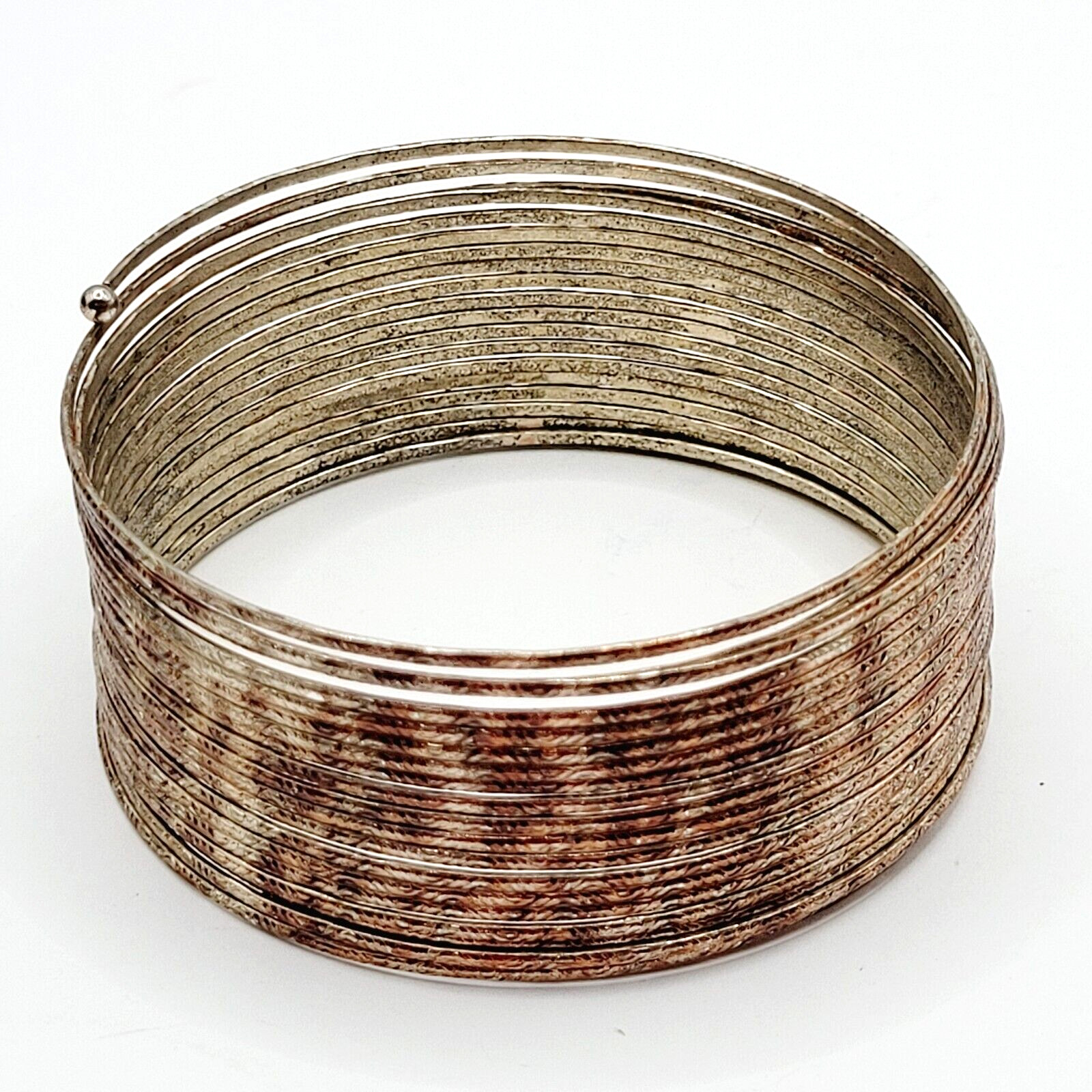 Slinky Wide Wrap Thin Wire Bangle Coppery Gold Tone Metal Vintage Bracelet