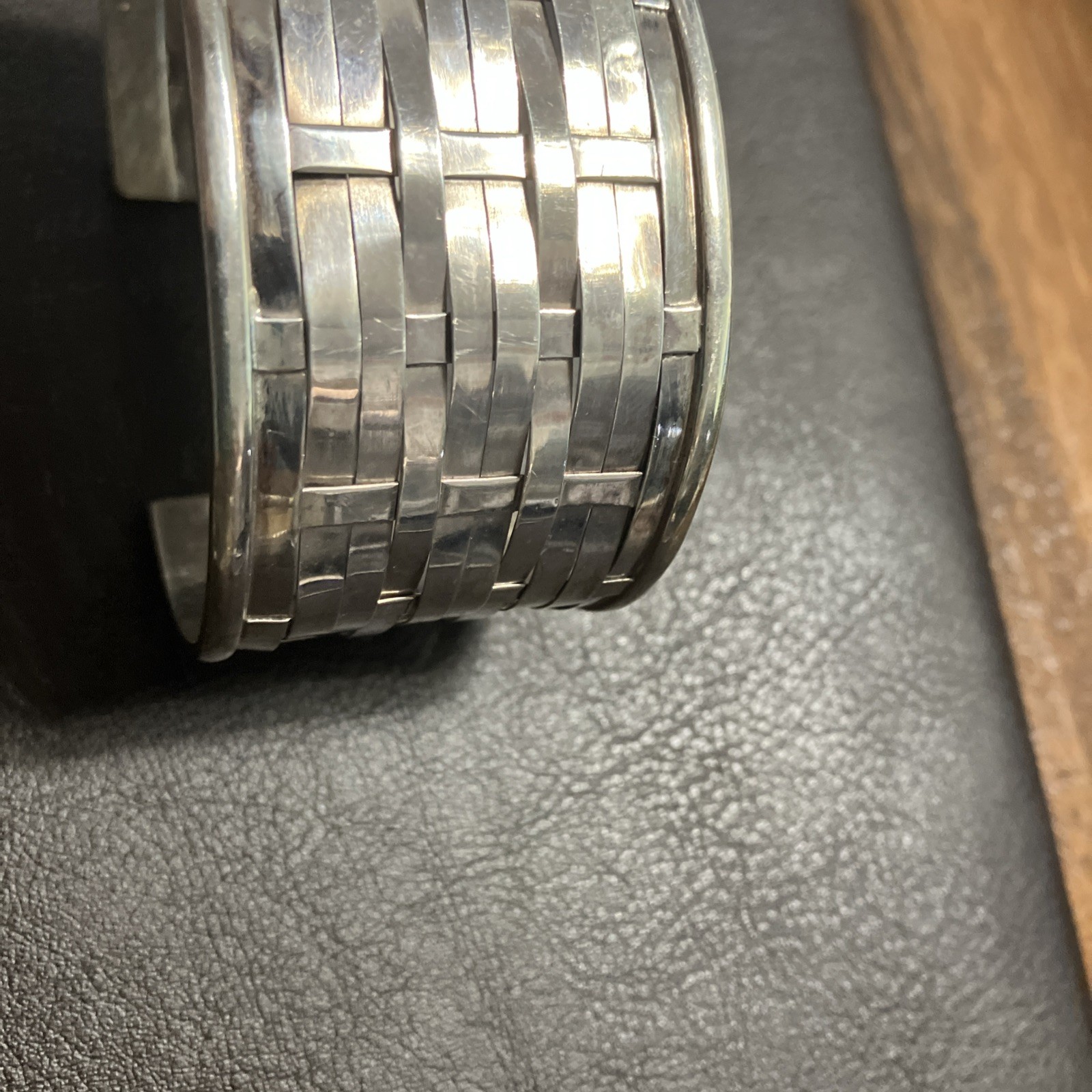 Sterling Silver 925 Cuff Woven 35 Grams Adult Unisex Adjustable