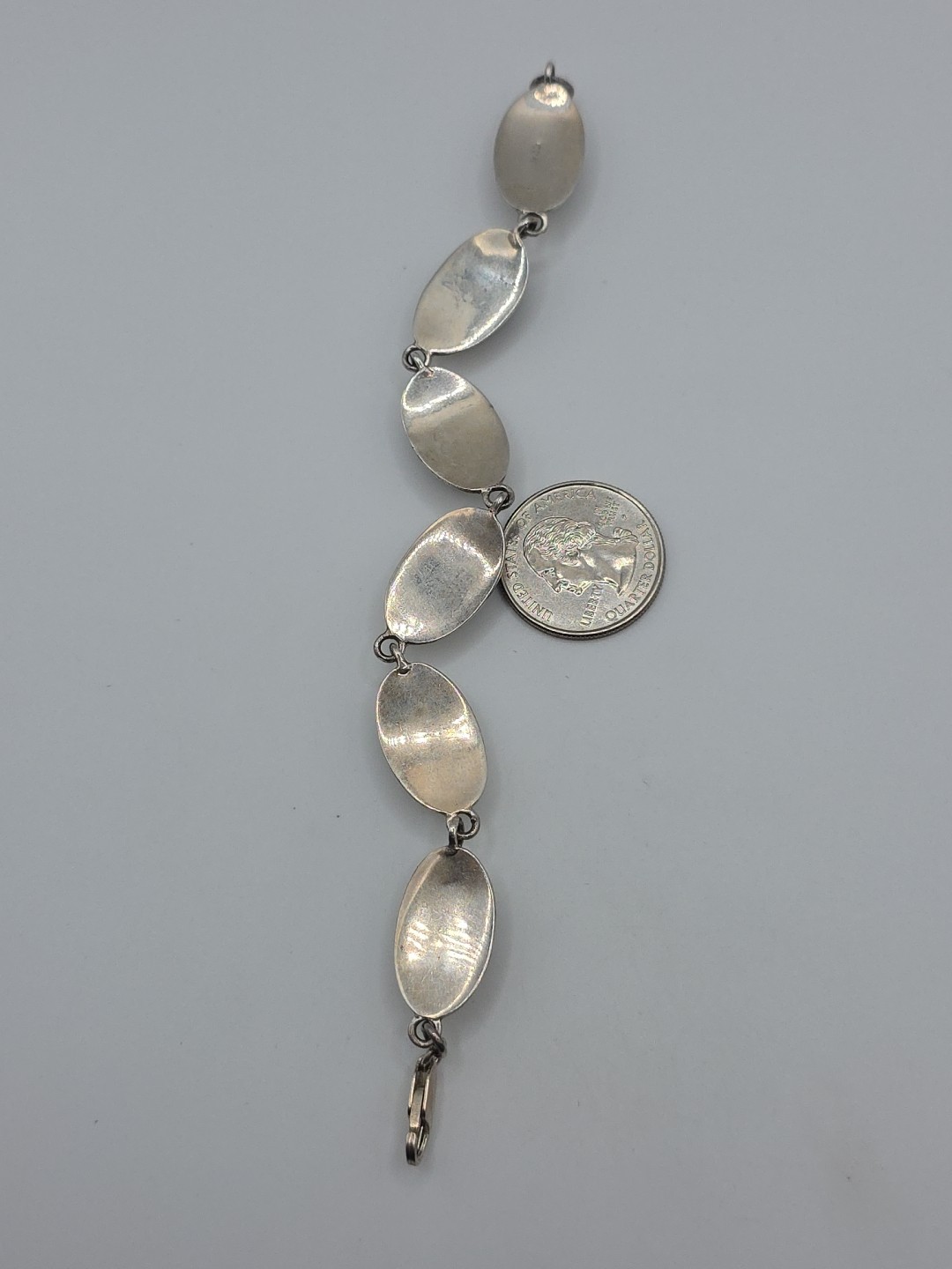 Vintage Sterling Silver 925 Labradorite Oval Link Bracelet 7.25″ 31g