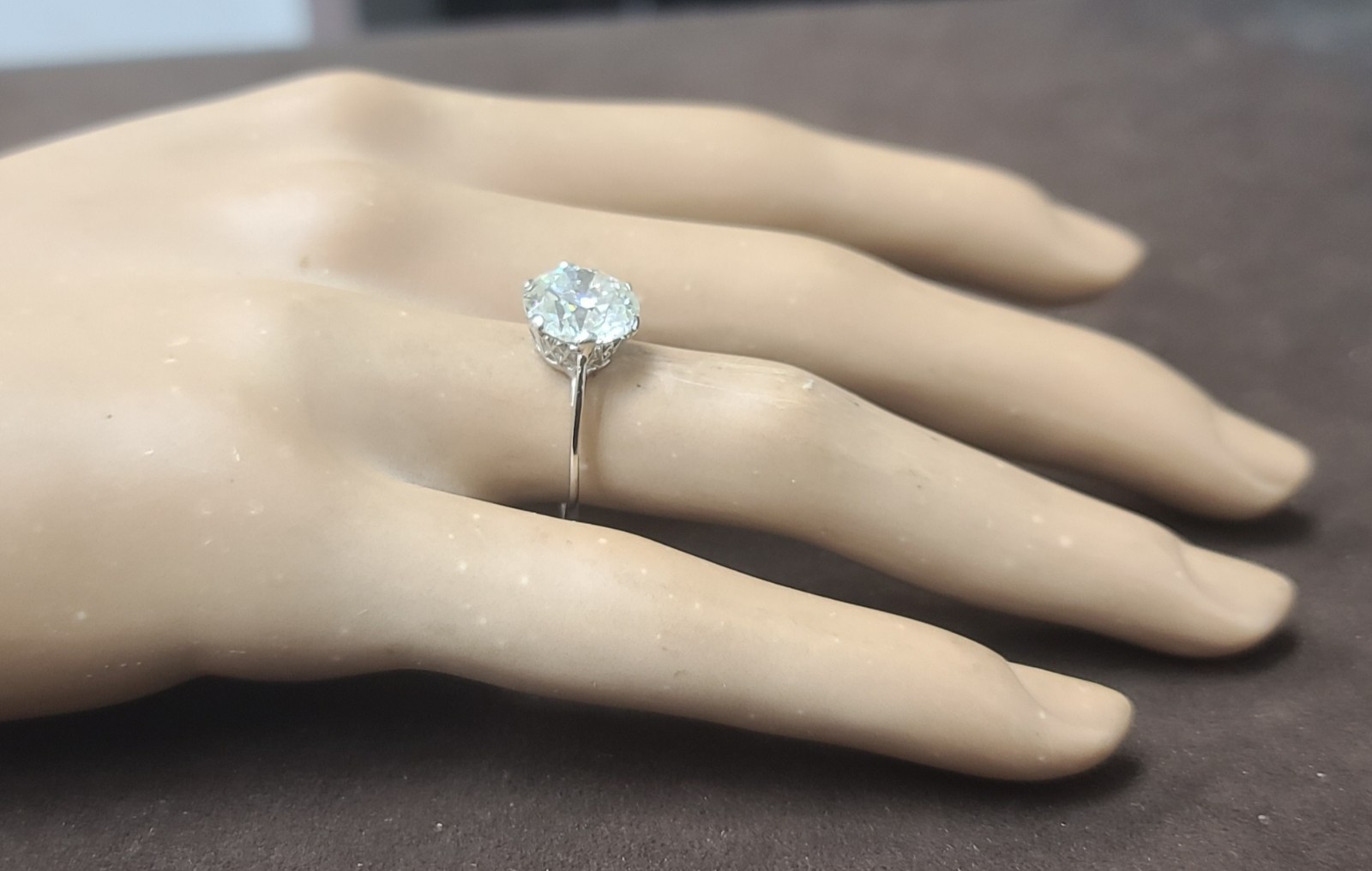 Vintage Platinum Engagement Ring 3.34CT. Natural Old Euro Cut Round Diamond