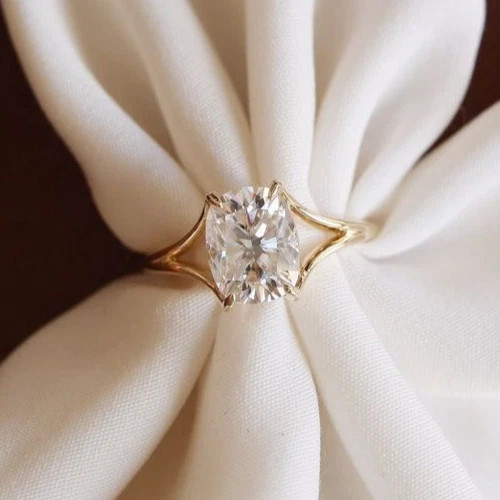 10K Yellow Gold FN Cushion Cut 3.00CT White Moissanite Women’s Engagement Ring