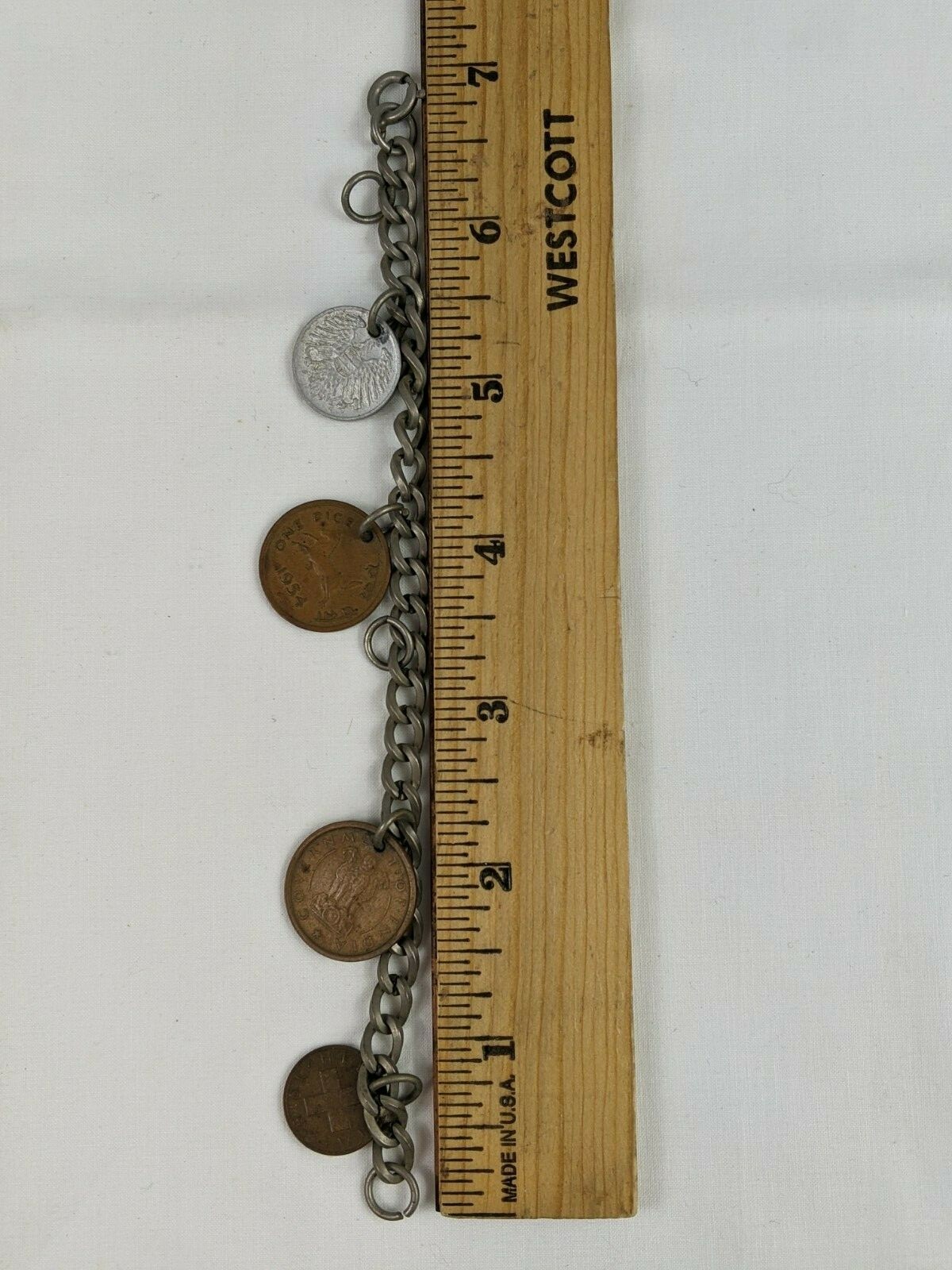 Retro Coins Charm Bracelet Coins from Around the World 4 Coins Jewelry Prop