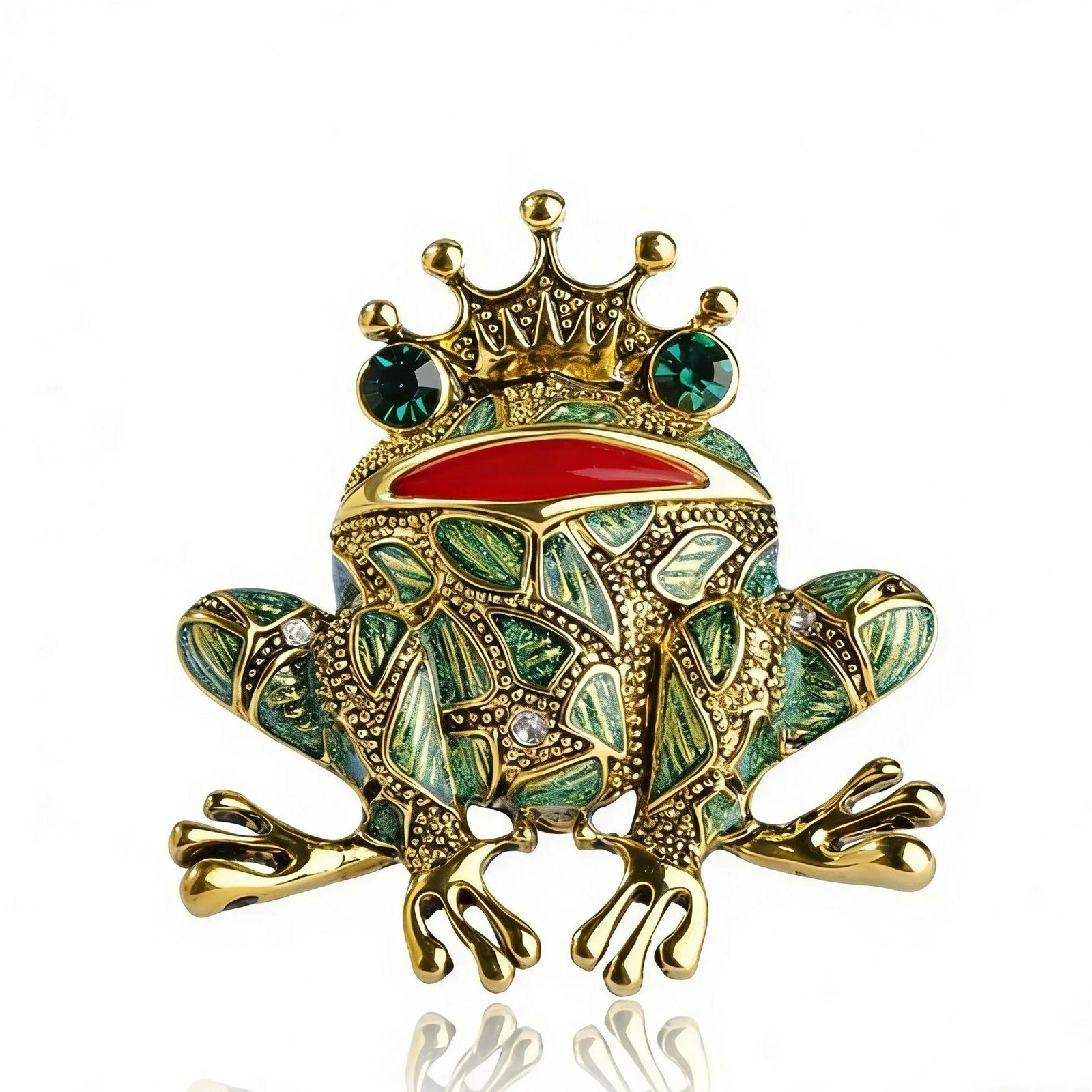 Vintage Black Frog Brooch Green Eyes Toad Pin Unisex Coat Scarf Gift Accessory