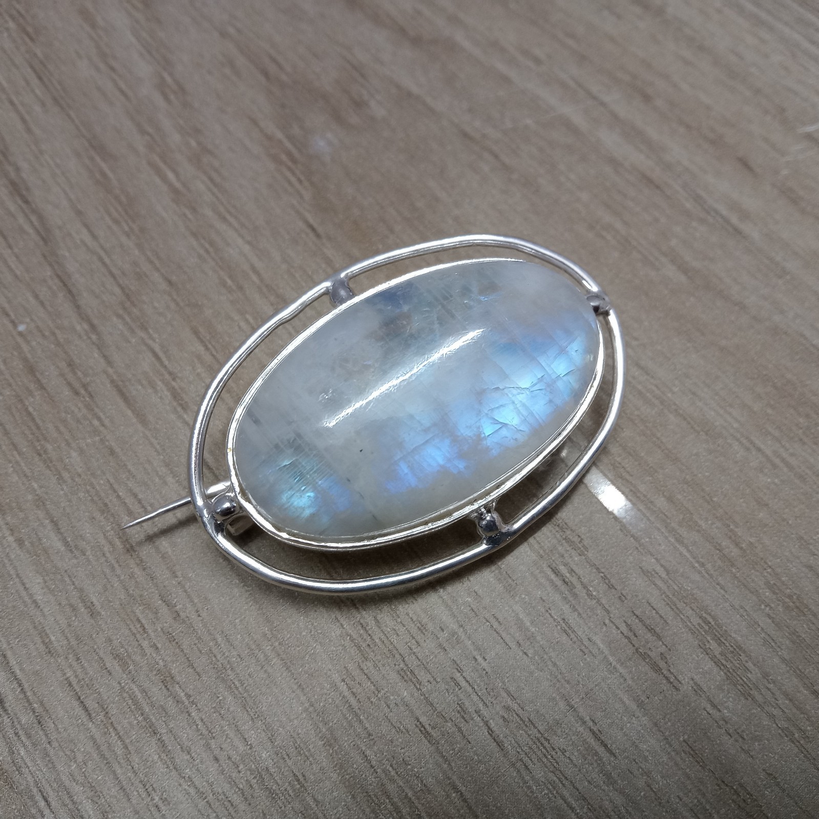 Natural Moonstone 925 Sterling Silver Brooch, Scarf Pin , Brooches For Women