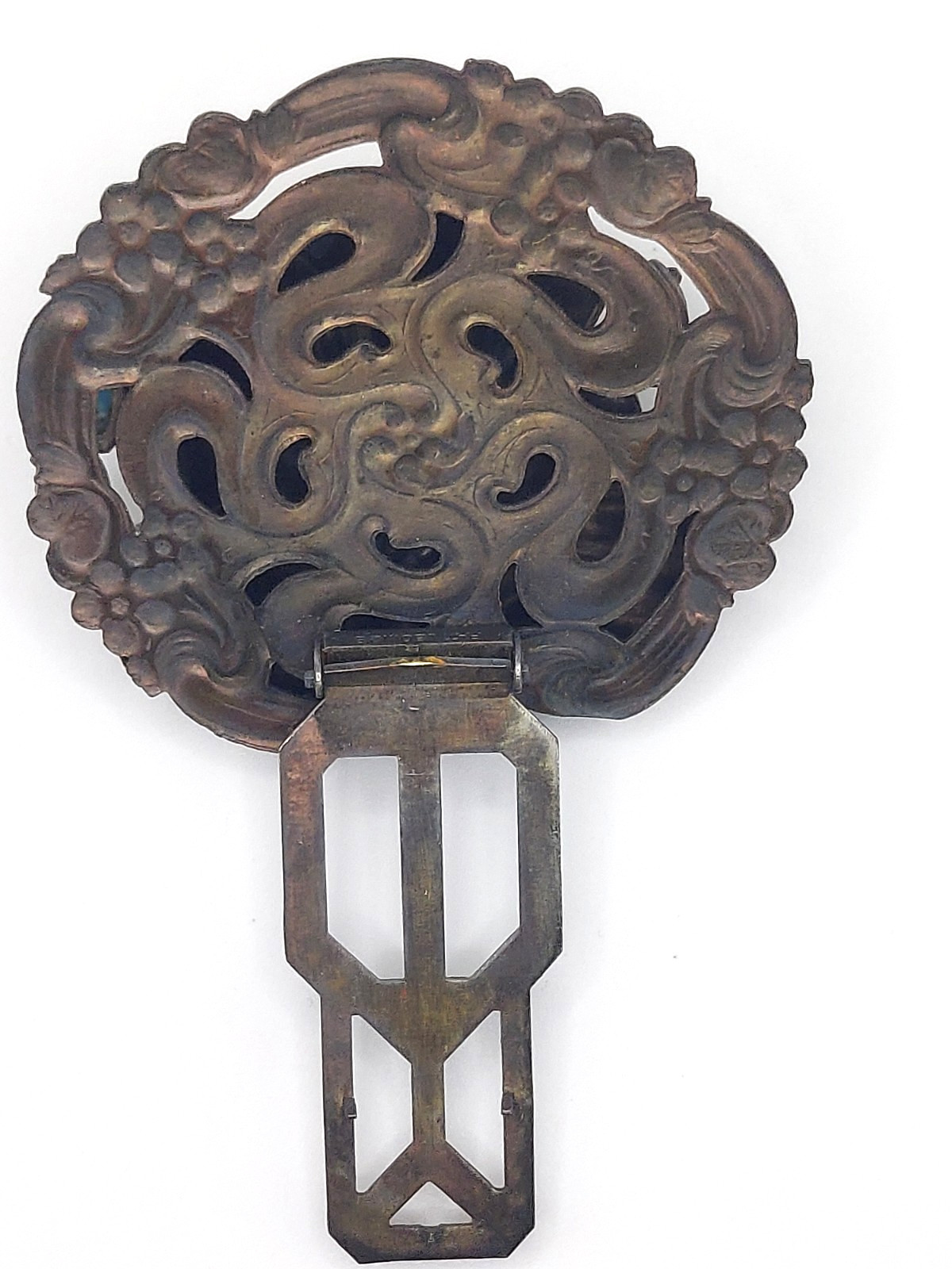 Art Nouveau Czech glass Cabachon Brooch Dress Clip