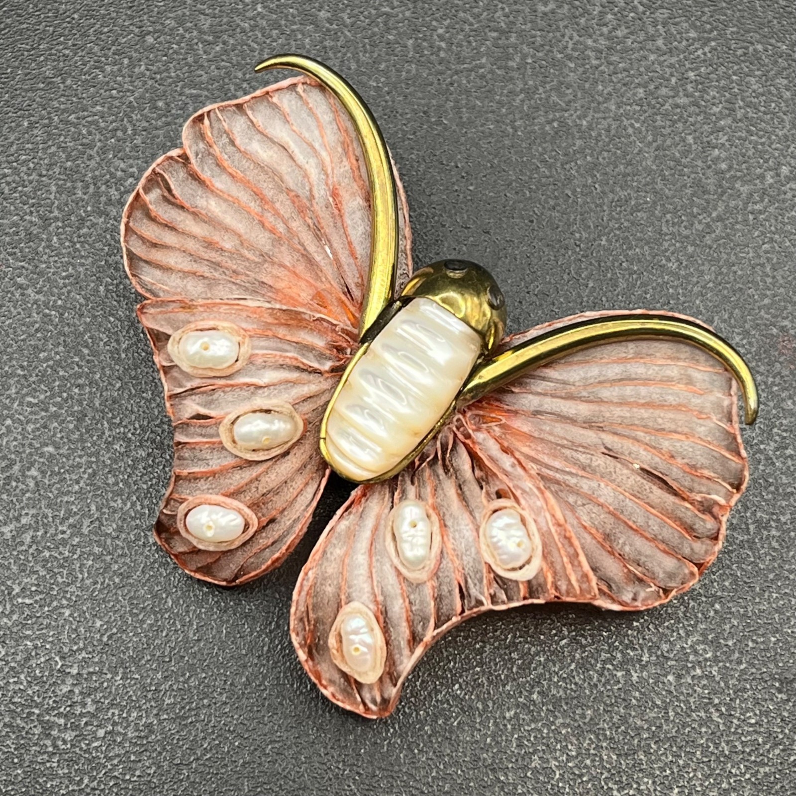 Fabrice Paris Large Butterfly Brooch – Acetate, MOP & Baroque Pearls