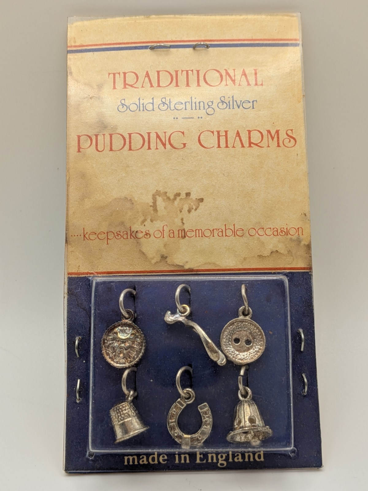Vintage Traditional Pudding Charms, Solid Sterling Silver, Made in England