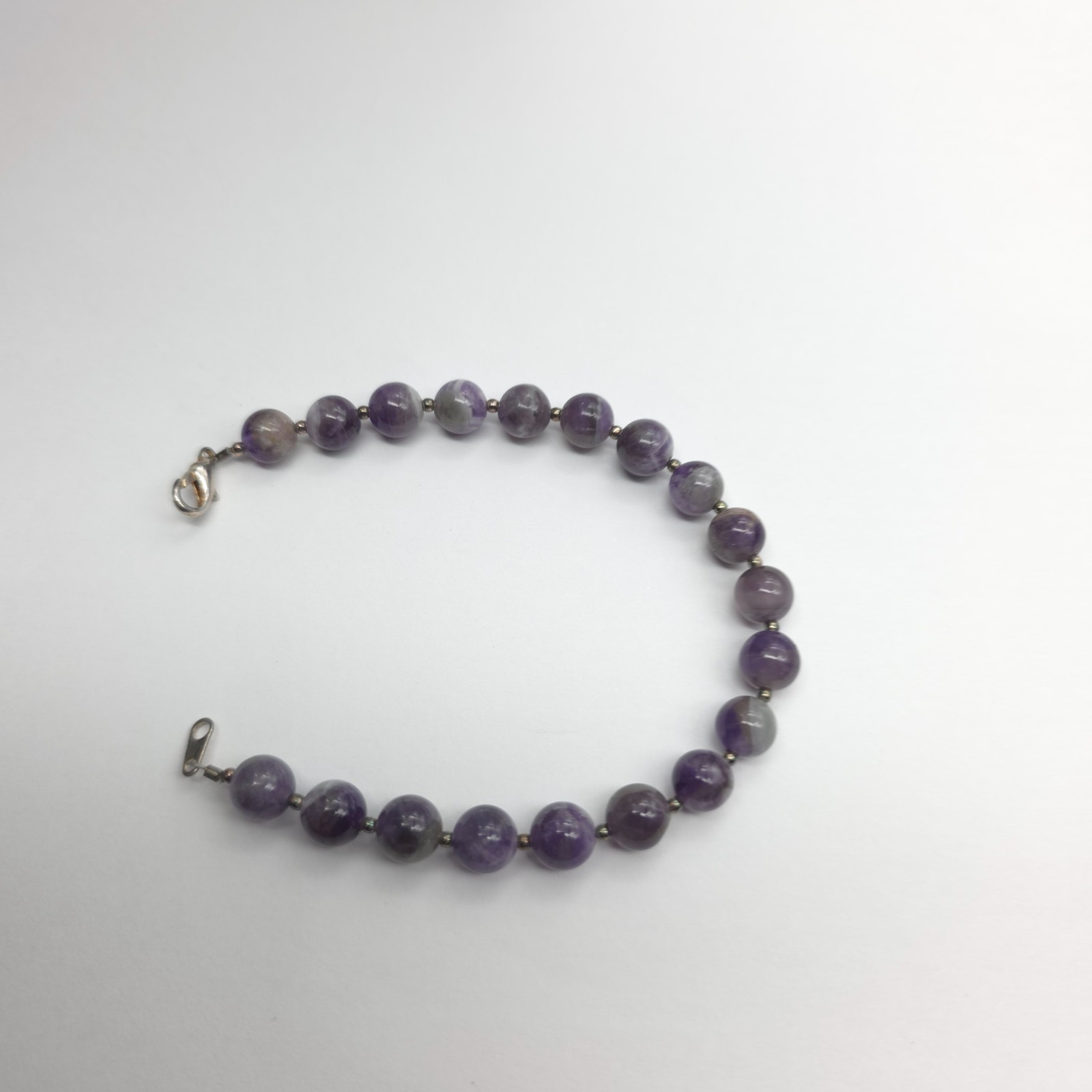 Amethyst Gemstone Beaded 8 inches Bracelet Vintage