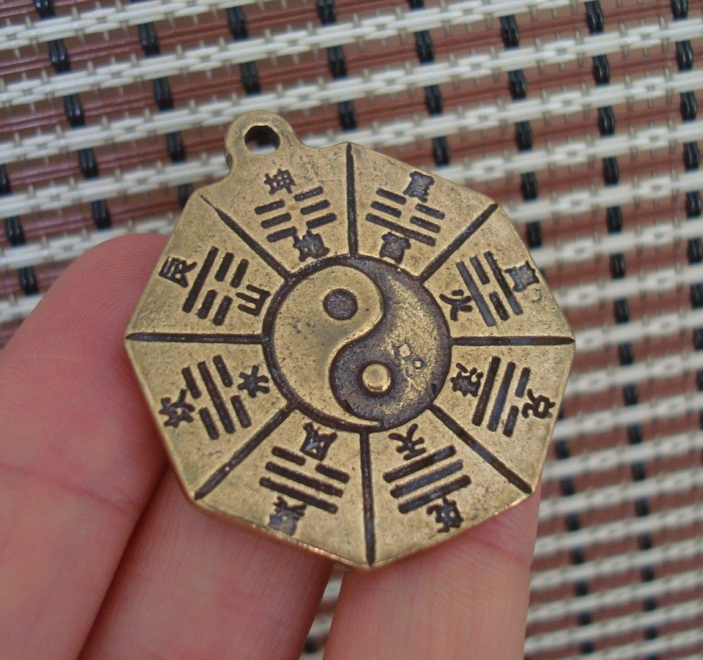 Solid Brass Bagua Bags Charms Pendant Vintage FengShui Dangle
