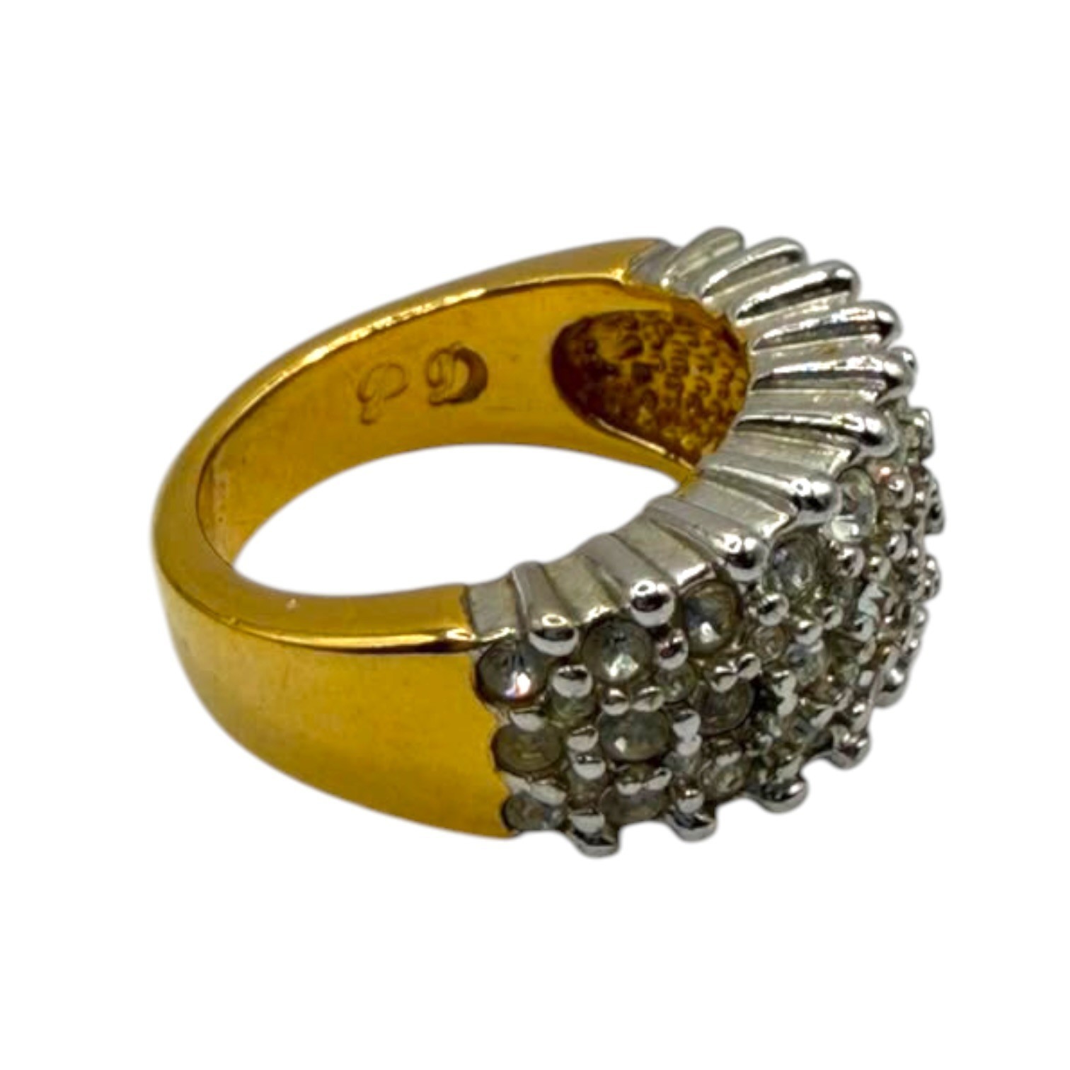 Vintage Cocktail Statement Ring Premier Designs 3-Rows Cubic Zirconia Size 8.75