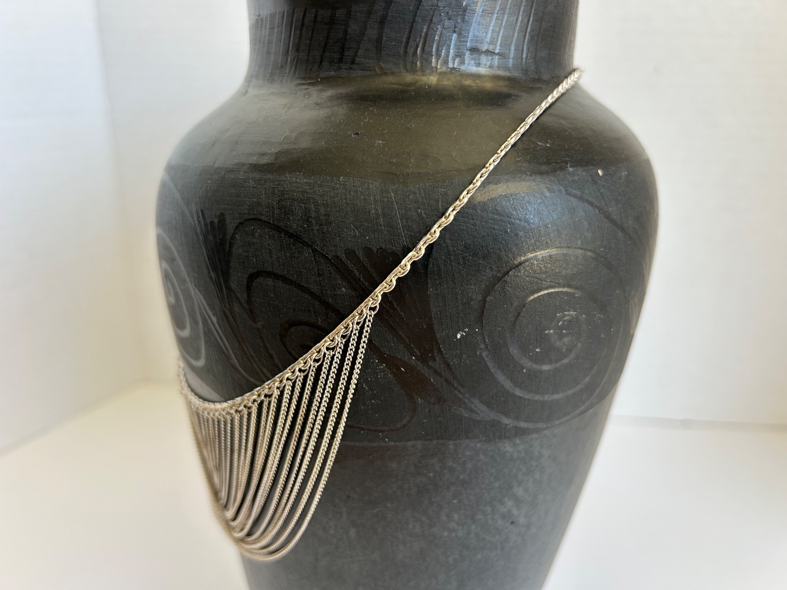 Vintage 925 sterling silver multi-strand crossover bib necklace