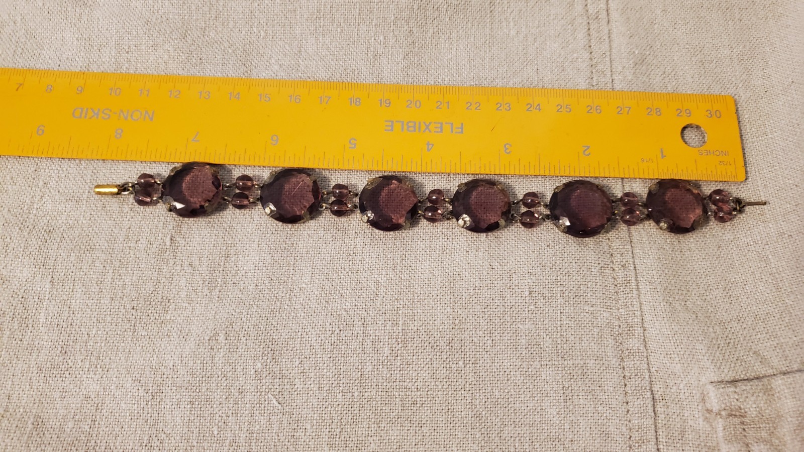 Antique open back bezel amethyst glass bracelet stunning!!!!