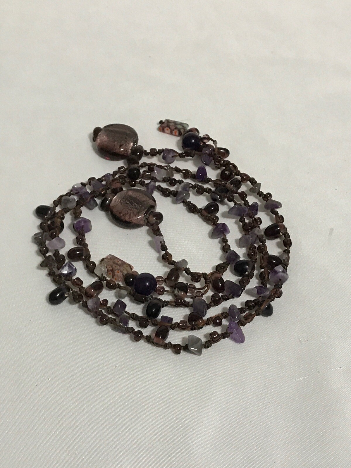 2 Amethyst Moonstone Extra Long Necklaces Sash Glass Mili Approximately 40” 50”