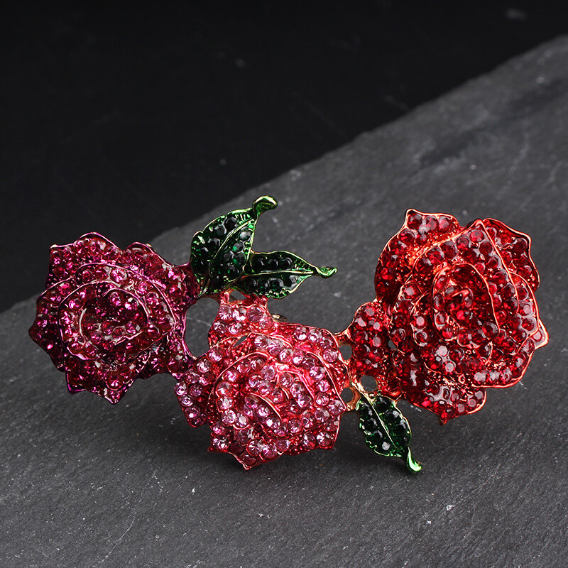 Luxurious Luxury Temperament Vintage Rose Set Brooch Accessories Jewelry Gift