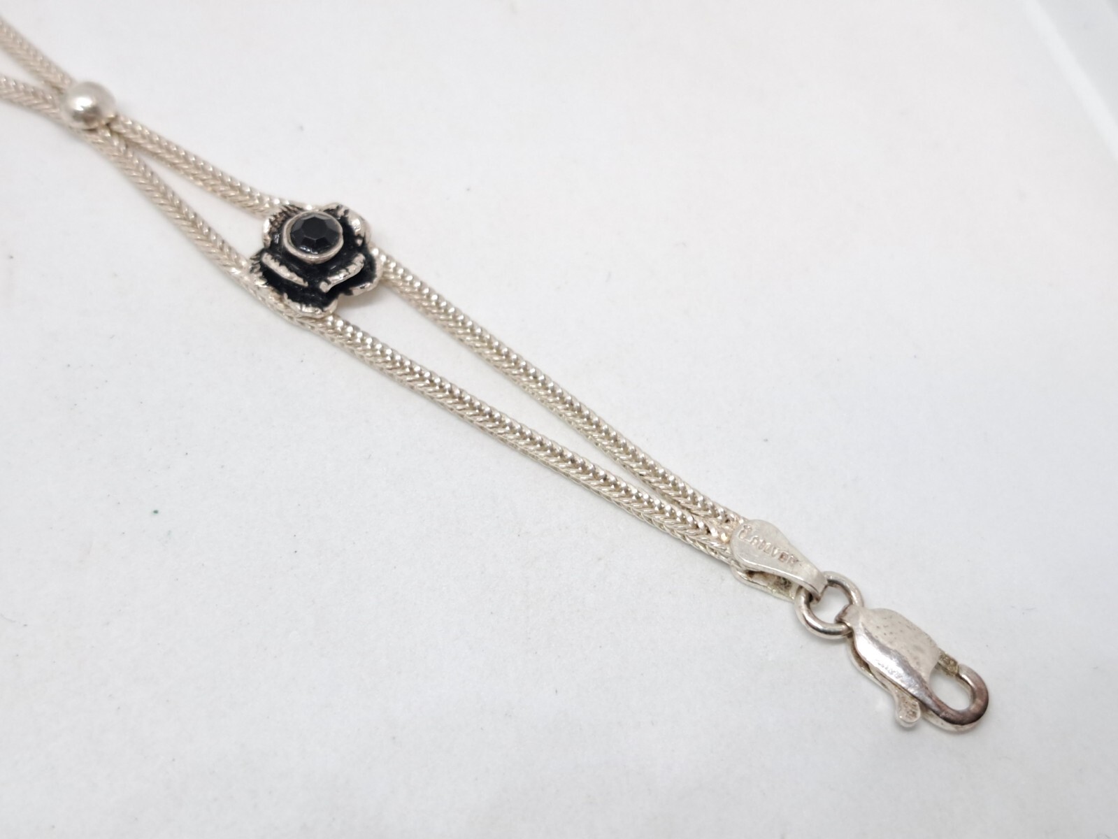 Vintage Set Necklace, Stud Earrings and Bracelet 925 Black Rose Ideal Gift
