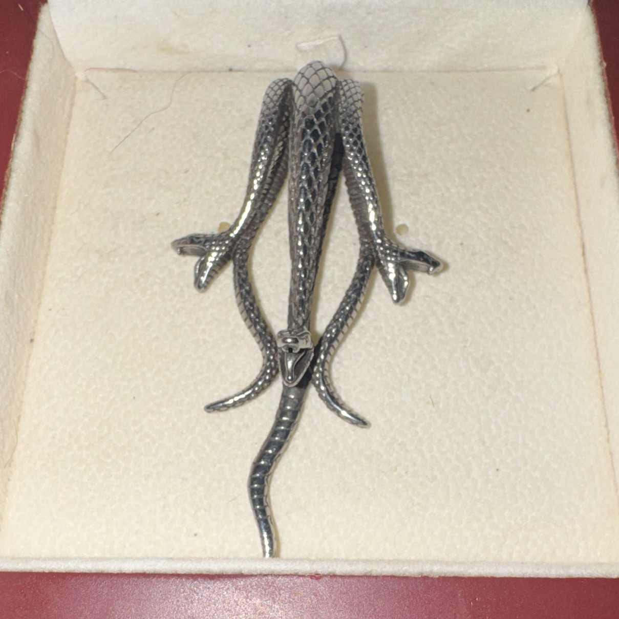 Silver Tone Metal Snake Pendant