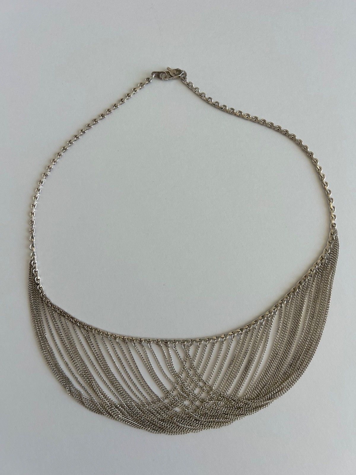 Vintage 925 sterling silver multi-strand crossover bib necklace
