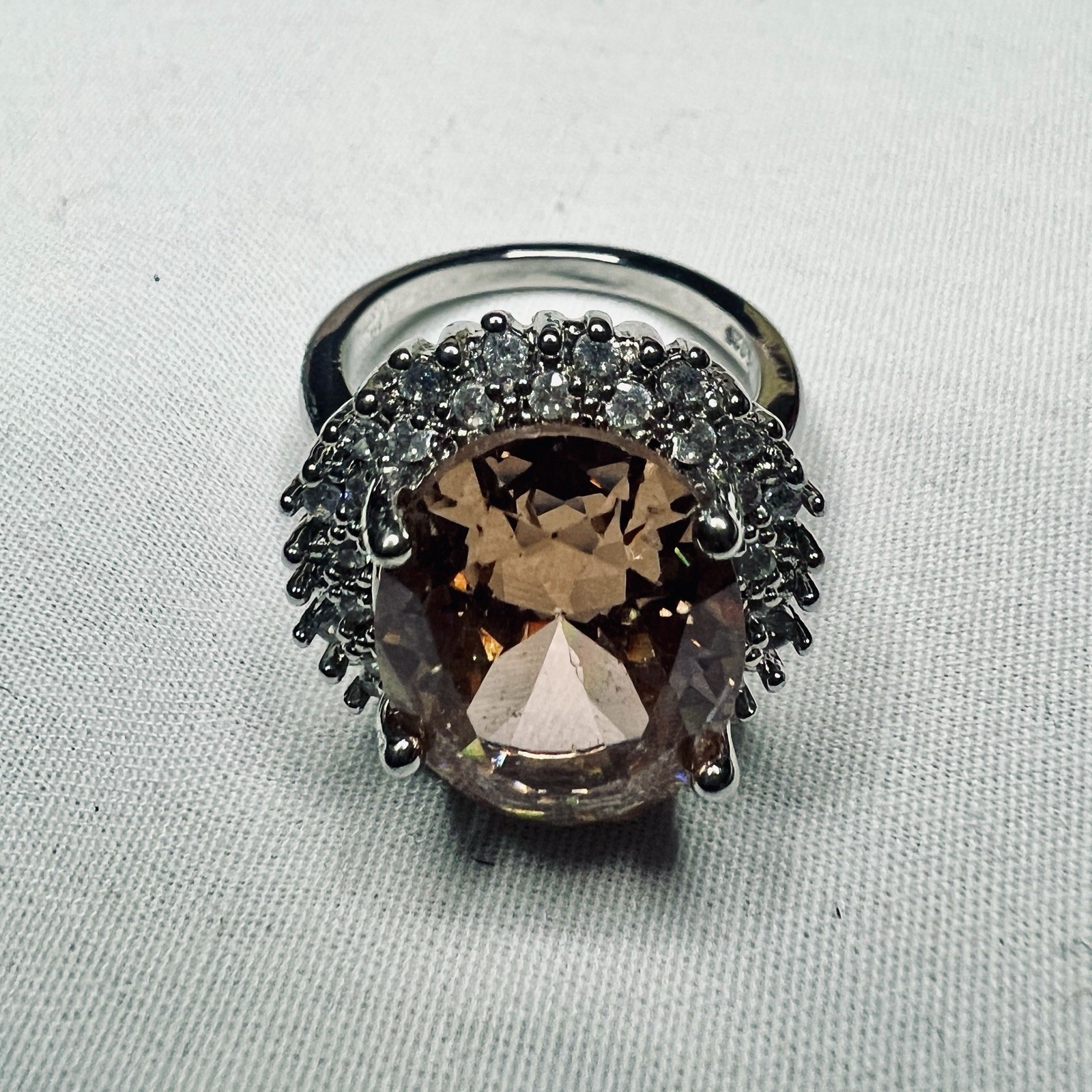 Morganite 925 With White Topaz Accents