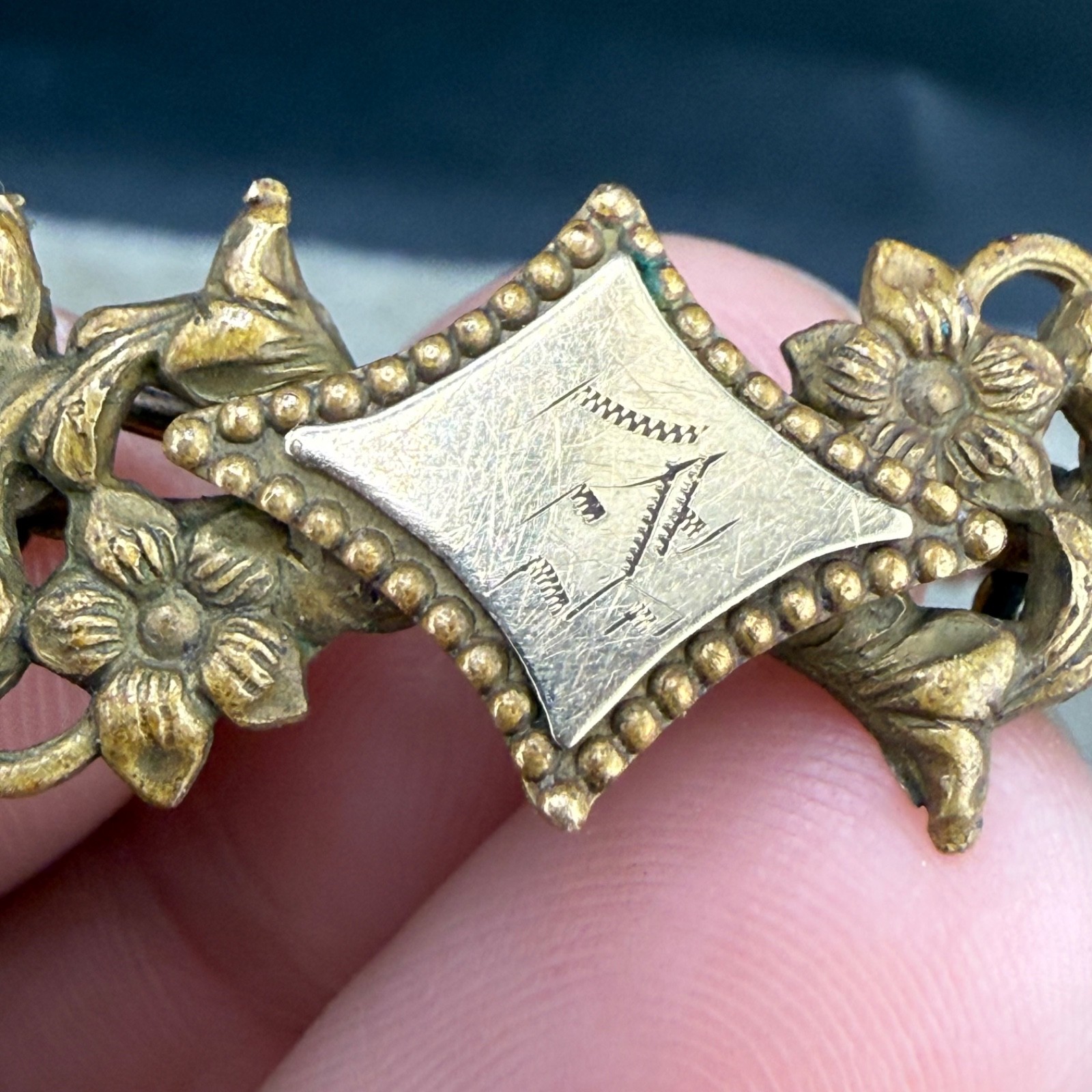 Vintage Gold Filled Engraved Bracelet 6.5”