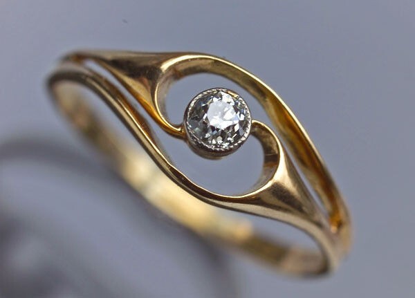 Vintage Art Deco Old Cut Lab Created Diamond 14K Yellow Gold Plated Gift Ring