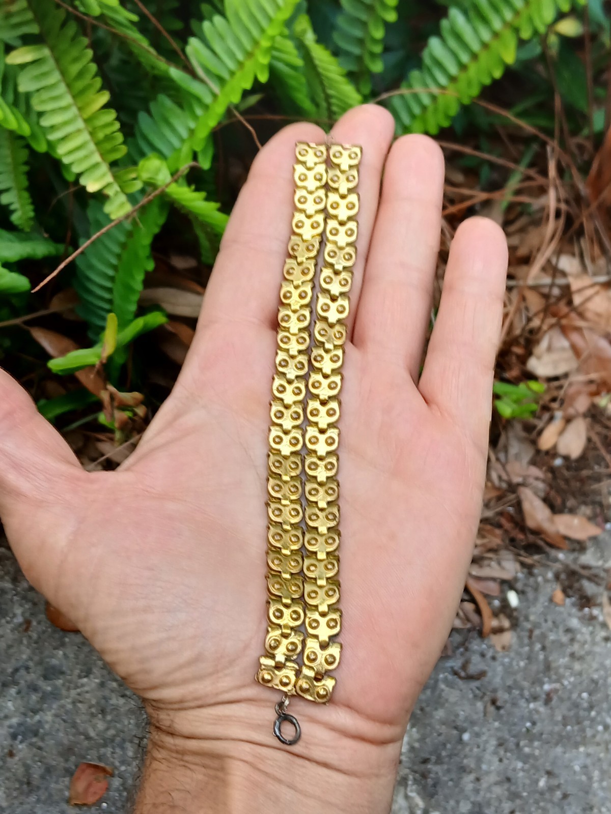 WOW! Antique Victorian Gold Filled Double Row Fancy Tank Tread Link Bracelet