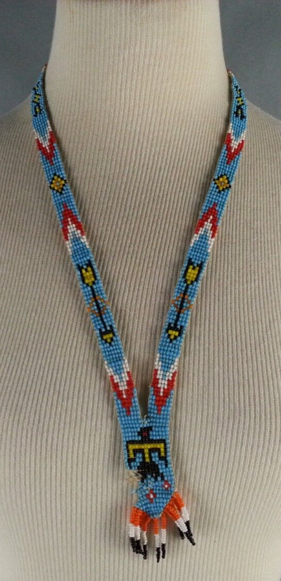 Vintage 1970s 1980s American Southwest Beaded Necklace Souvenir Phoenix Bird